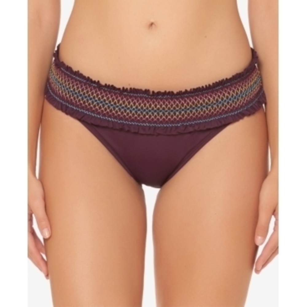 Bleu Rod Beattie Women's Purple Smocked Band Hipster Bikini Bottom 4 NWT - Picture 1 of 2